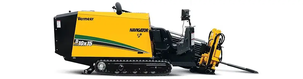 A tracked horizontal directional drilling rig of the type fiber contractors haul between job sites and insure as mobile equipment.